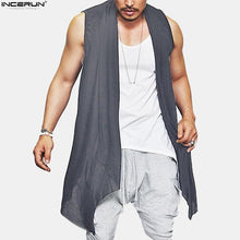 Load image into Gallery viewer, New Summer Men's Vest Long Style Vest Jacket Punk Gothic Sleeveless Shawl Waistcoat Cardigan Coat Irregular Hem Hip Hop Clothes