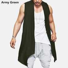 Load image into Gallery viewer, New Summer Men's Vest Long Style Vest Jacket Punk Gothic Sleeveless Shawl Waistcoat Cardigan Coat Irregular Hem Hip Hop Clothes