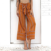 Load image into Gallery viewer, Print Wide Leg Pants Women Casual Pants Trousers High Waist Tie Belt Beach Summer Pants Female Clothes Pantalon Palazzo Pant