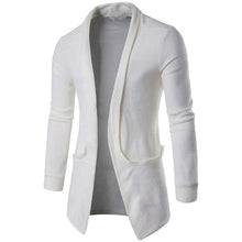 Load image into Gallery viewer, Classic Men Sweater Open Stitch Fashion Cardigan Autumn Winter Long Sleeve Lapel Neck Sweaters Cardigan Grey Outwear Men Clothes