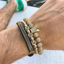 Load image into Gallery viewer, PRESIDENTIAL - 18K Gold 3stack Crown Bracelet
