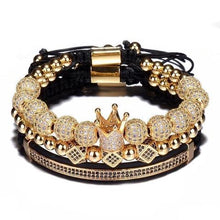 Load image into Gallery viewer, PRESIDENTIAL - 18K Gold 3stack Crown Bracelet
