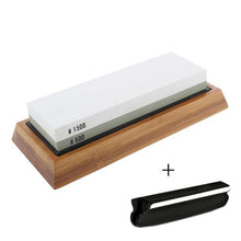 Load image into Gallery viewer, Professional Kitchen Knife Sharpener Stone Double Side White Corundum Whetstone Grindstone Japanese Sharpening Tool Bamboo Base
