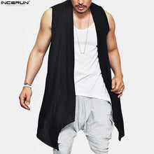 Load image into Gallery viewer, New Summer Men's Vest Long Style Vest Jacket Punk Gothic Sleeveless Shawl Waistcoat Cardigan Coat  Irregular Hem Hip Hop Clothes
