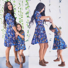 Load image into Gallery viewer, Mom＆Me Lady Half Sleeve Floral Print Dress Family Outfits Clothes
